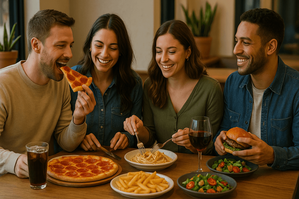 People enjoying a meal at a restaurant